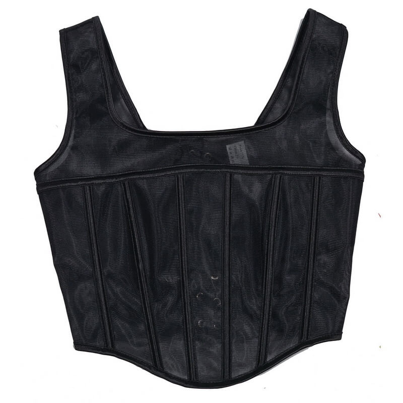 NURO Women's Corset Bustier with Sheer Mesh Panels