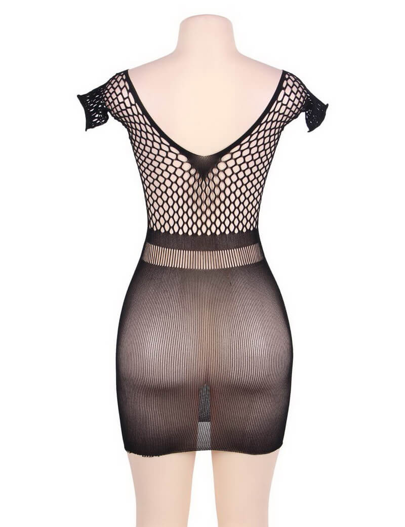 NURO Women's Crochet Mesh Mini Dress Chemise Lace Hollow Out
