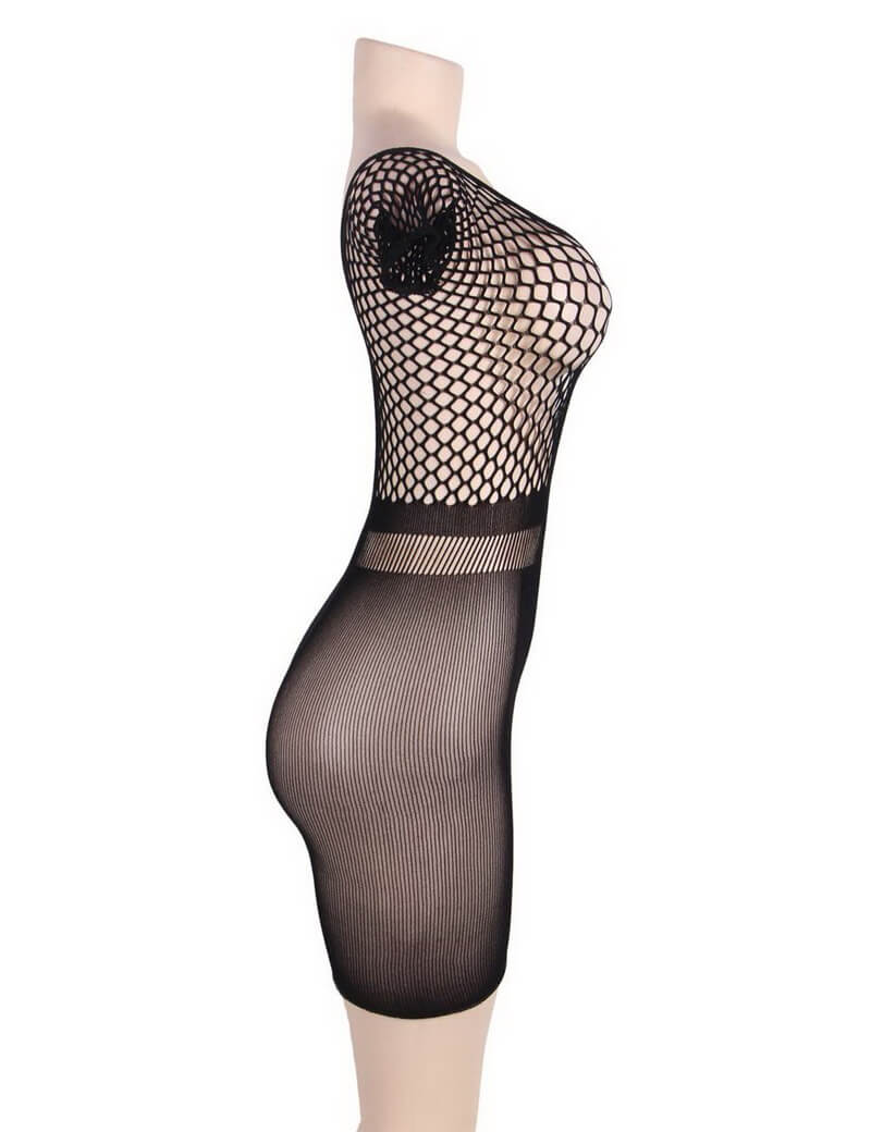 NURO Women's Crochet Mesh Mini Dress Chemise Lace Hollow Out