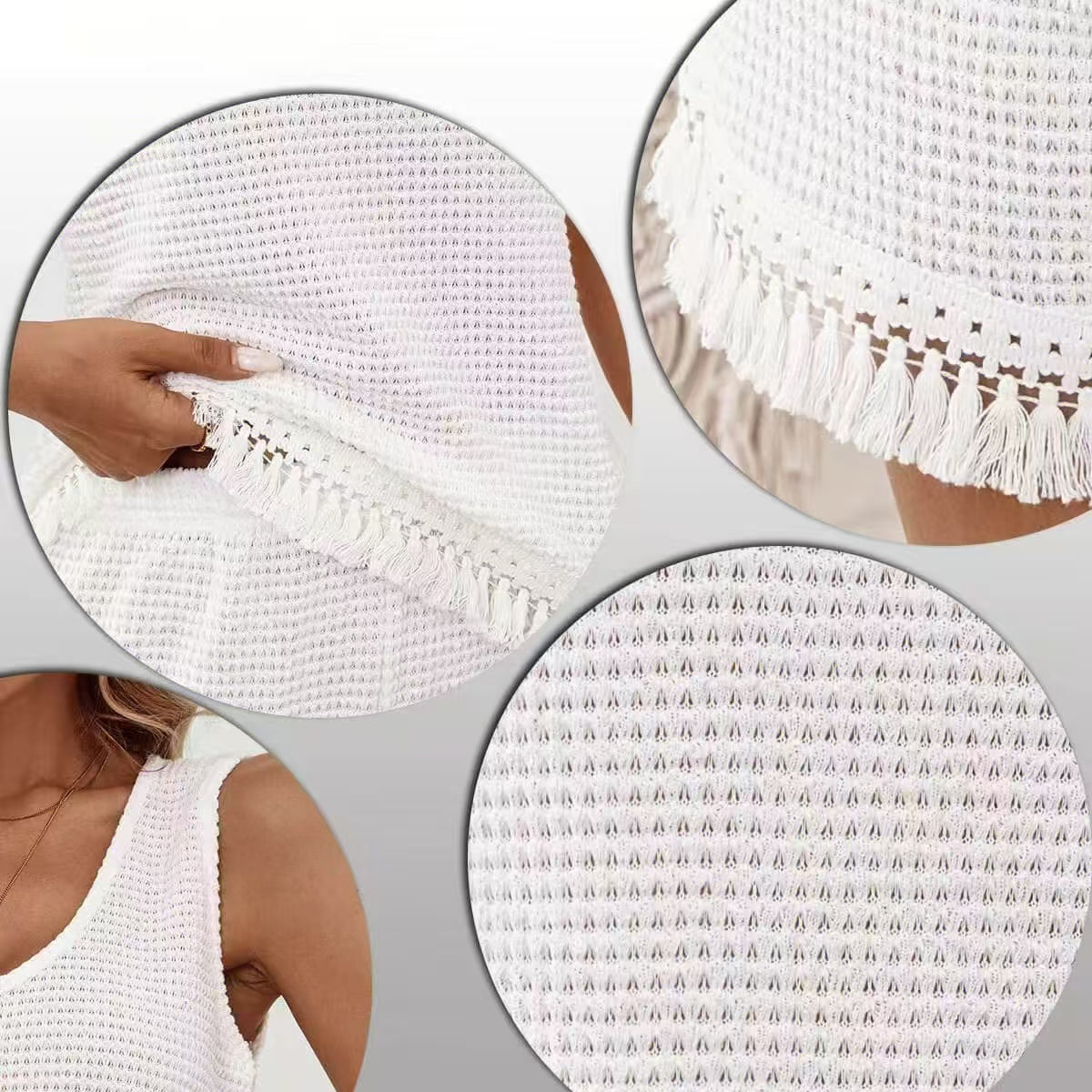 NURO Pearl Embellished Crochet Cover-Up Dress