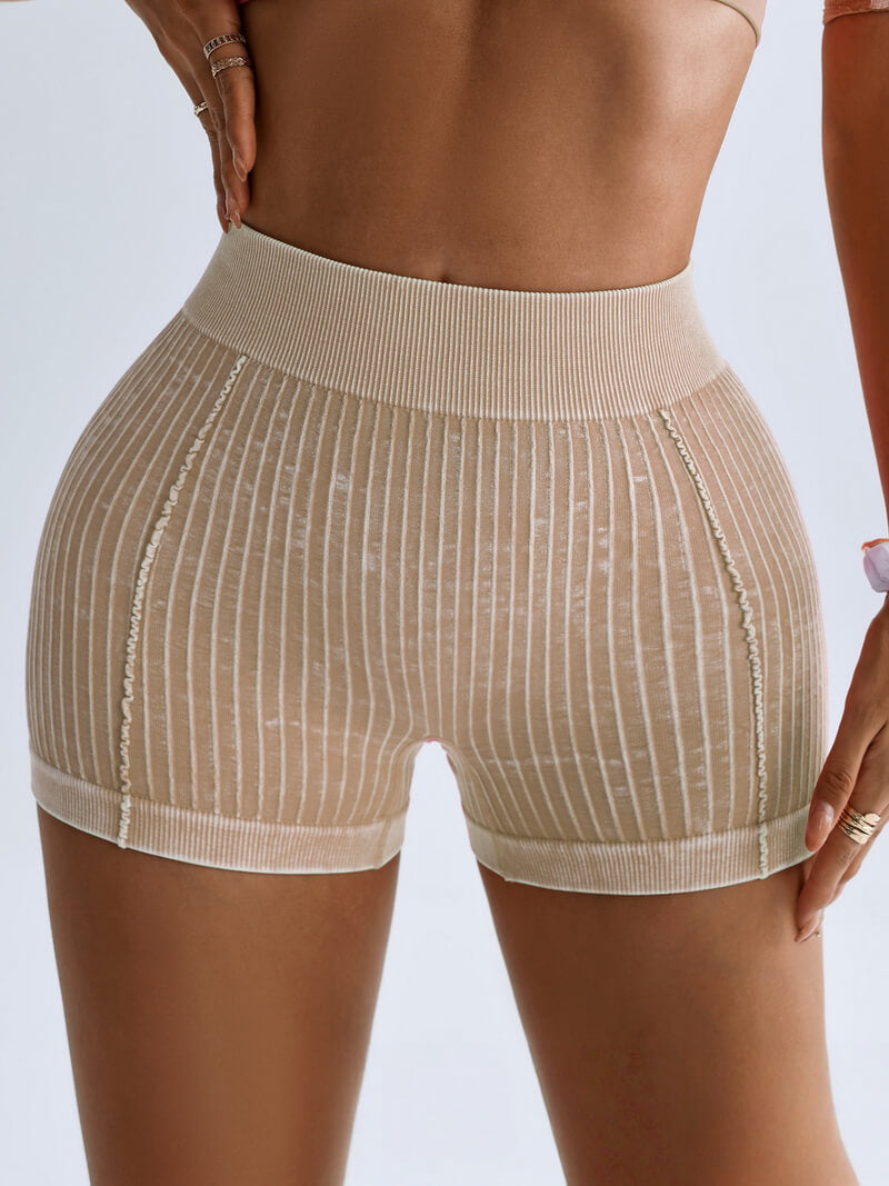 NURO Women's Seamless High-Waist Yoga Shorts with V-Cut Back