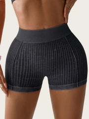 NURO Women's Seamless High-Waist Yoga Shorts with V-Cut Back