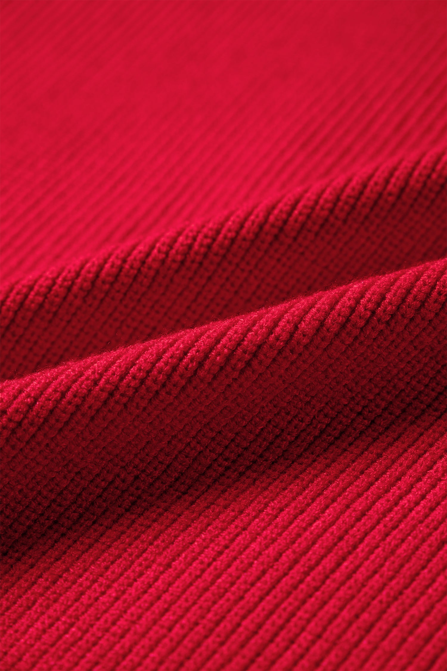 Fiery Red Bow Embroidered Graphic Ribbed Sweater Top