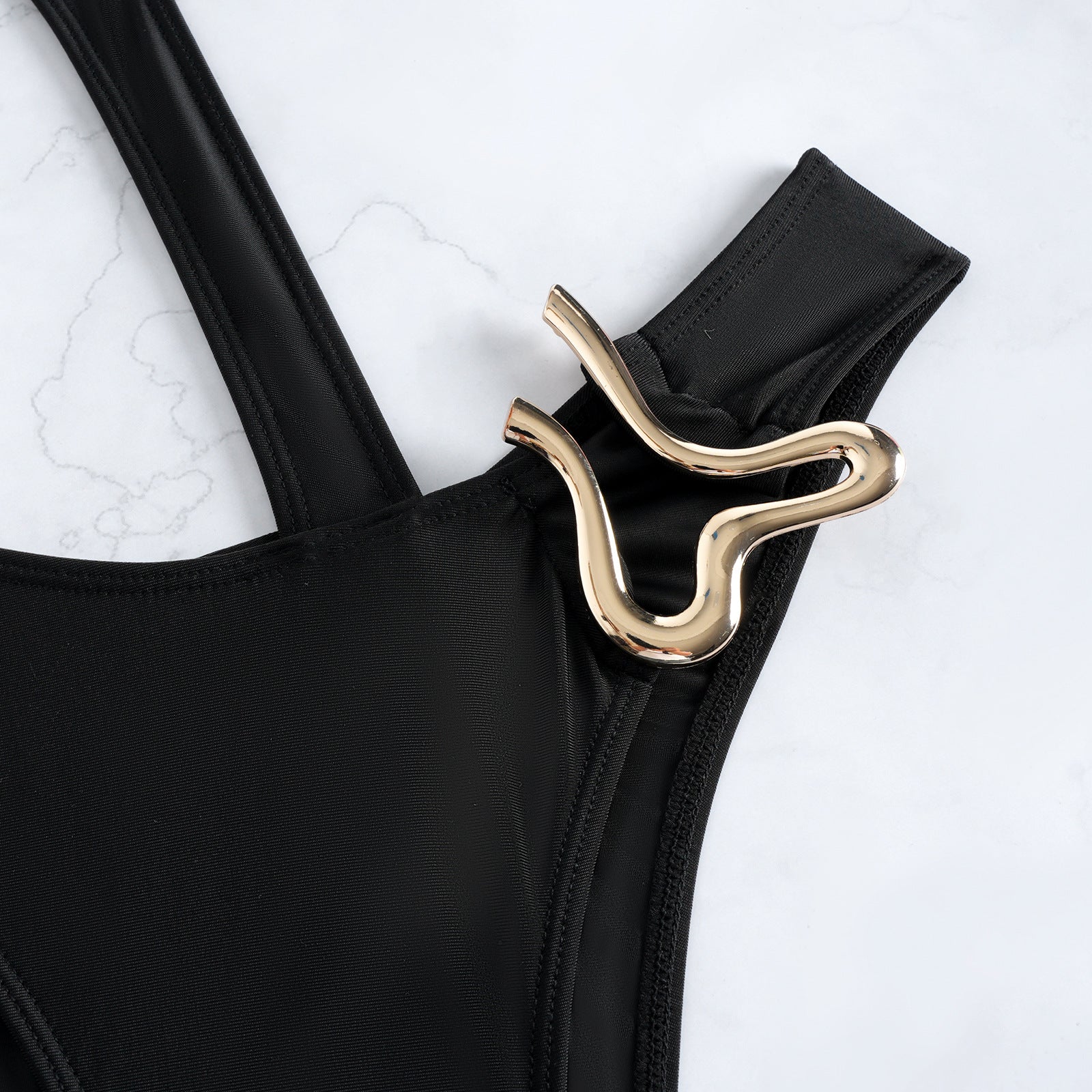 NURO Solid Cutout One-Piece Swimsuit