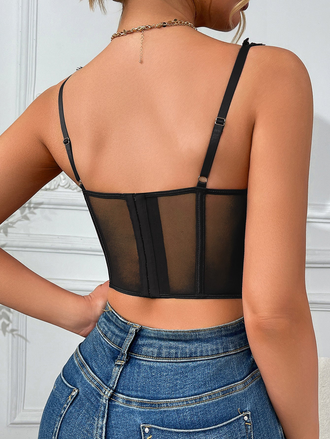 Women's Ruffle Lace Bustier Crop Top for Going Out