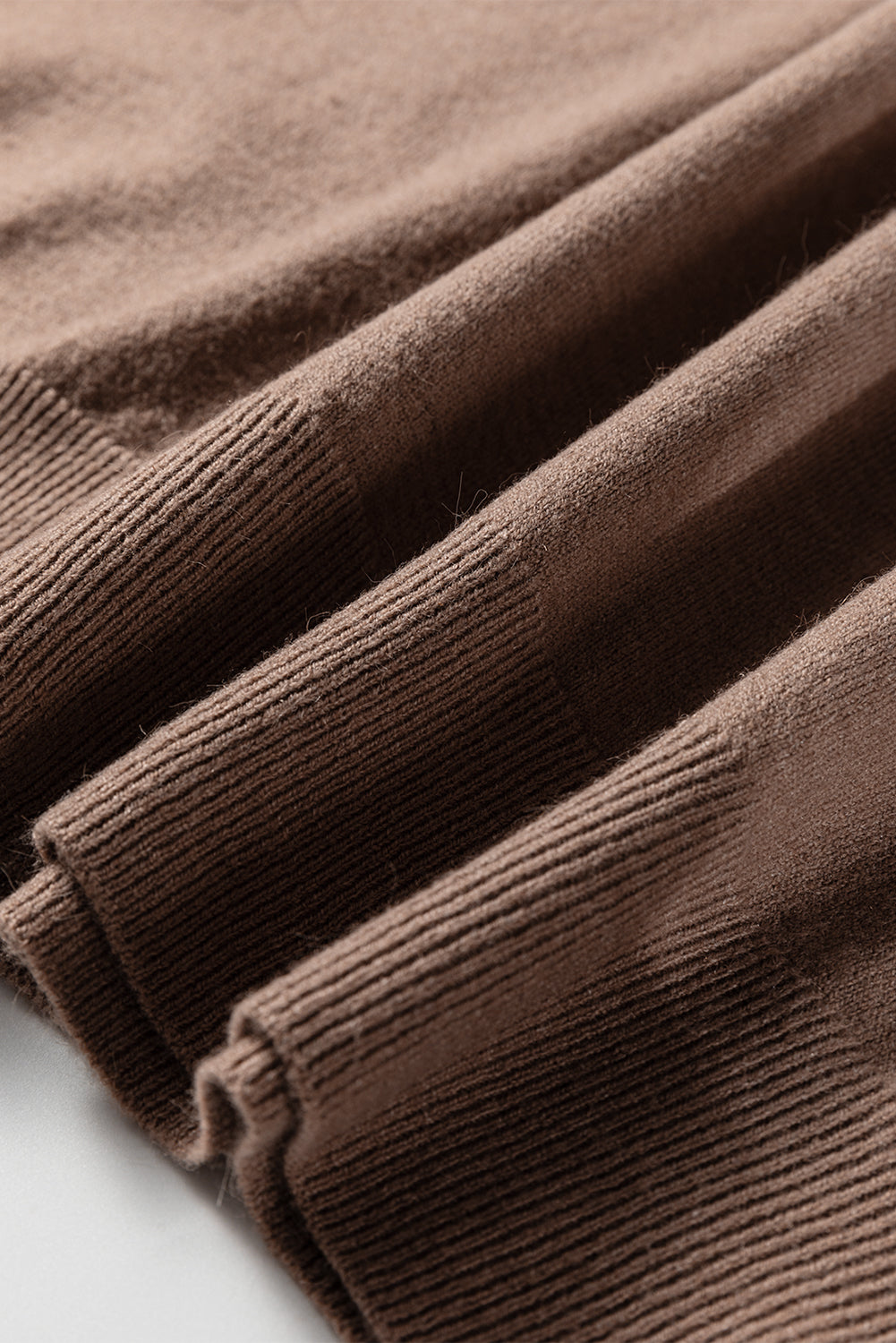 Dark Khaki Contrast Striped Trim V Neck Varsity Sweater