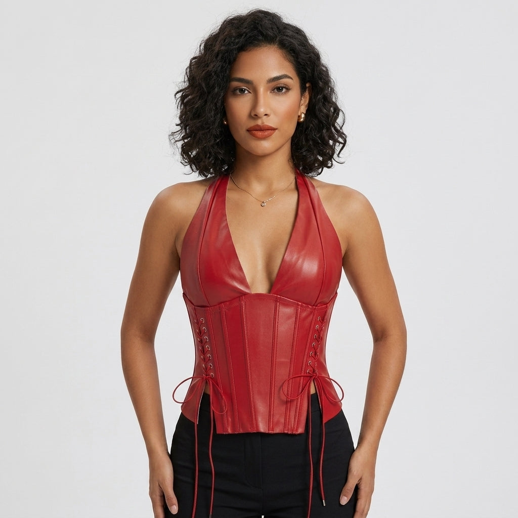 Women's Halter Tie Back Crop Top Wholesale Custom