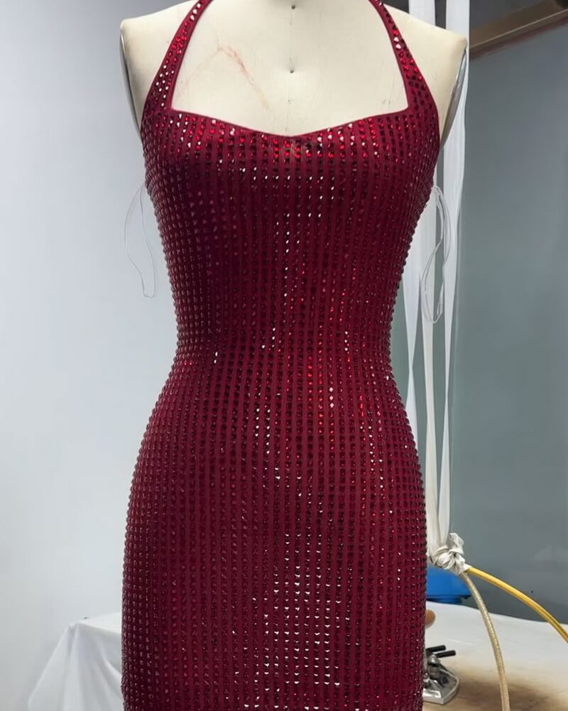 NURO Adjustable Halter Backless Bodycon Mini Dress Women's Sexy Slim Fit Party Dress