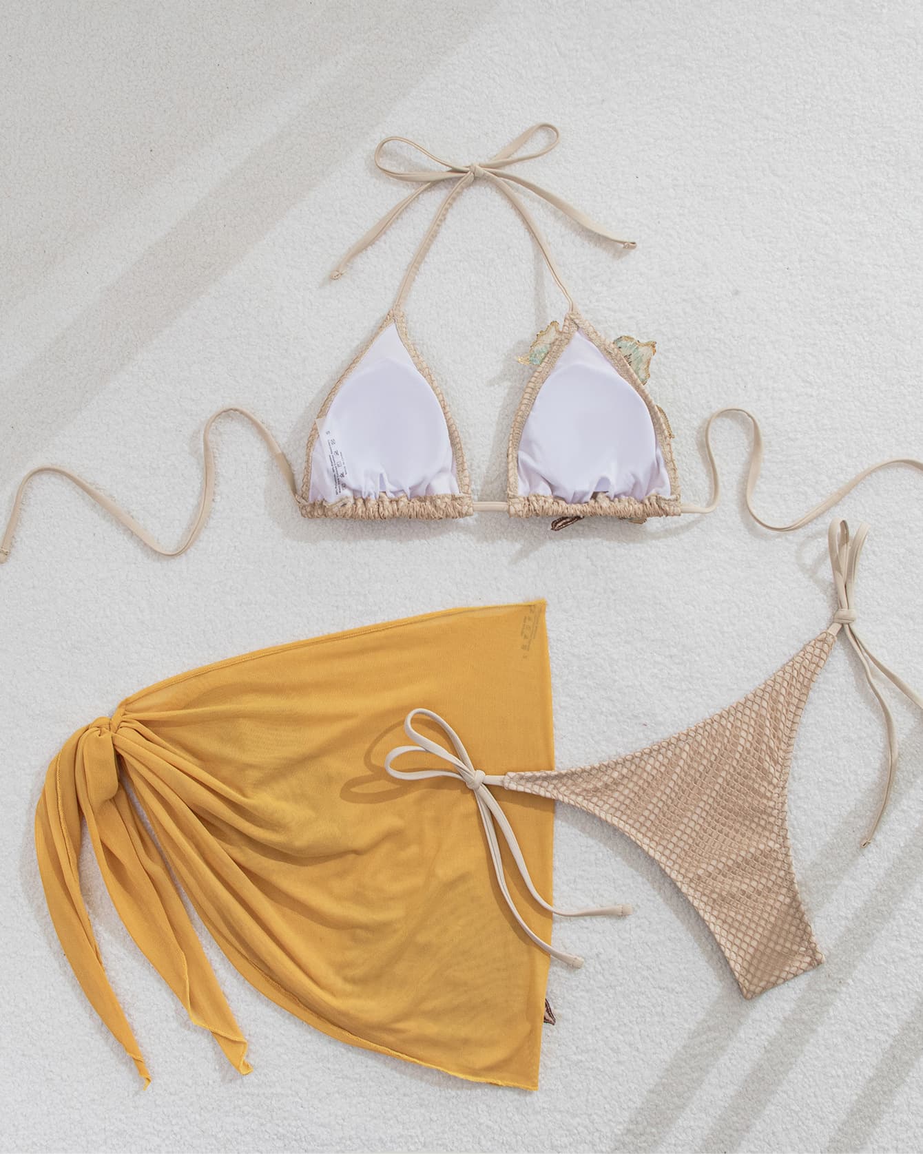 NURO Applique Sexy Bikini Three Piece Set
