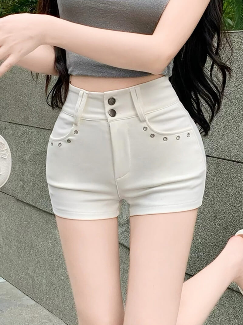NURO Asymmetric High-Waist A-Line Shorts