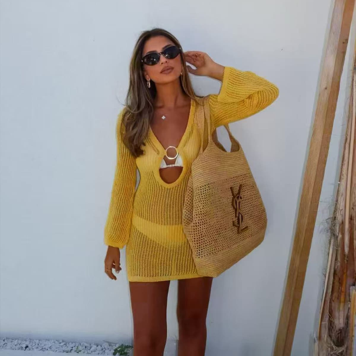 NURO Bell sleeve knitted short skirt