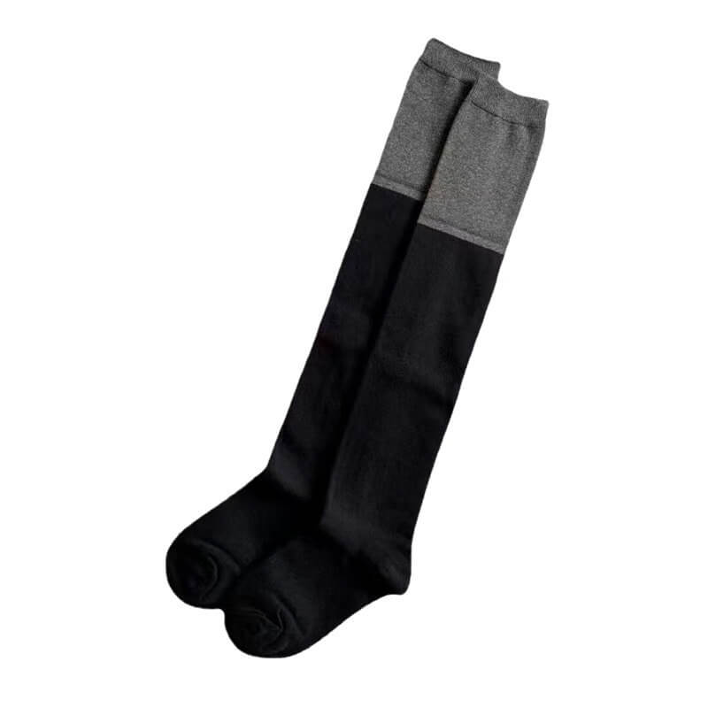 NURO Black & Gray Knee-High Contrast Casual Socks for Women