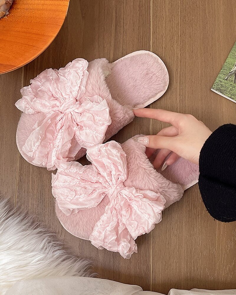 NURO Bow Accent Closed-Toe Slippers for Women