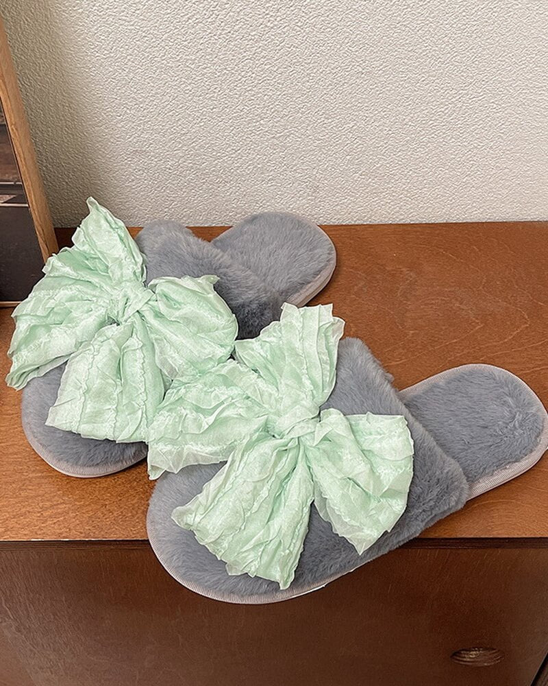 NURO Bow Accent Closed-Toe Slippers for Women