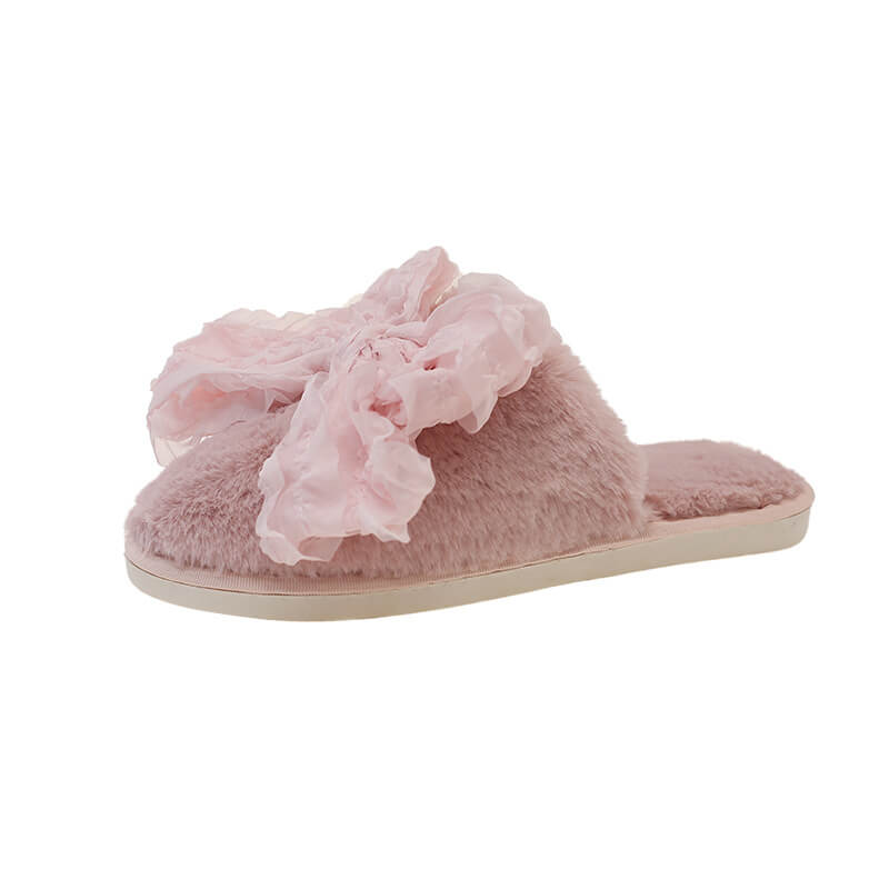 NURO Bow Accent Closed-Toe Slippers for Women