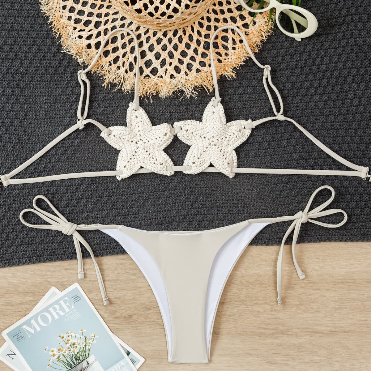 NURO Braided hollow five-pointed star bikini