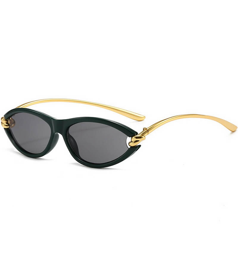 NURO Cat-Eye Knotted Temple Sunglasses Oval Frame UV400 Shades