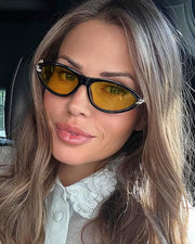NURO Cat-Eye Knotted Temple Sunglasses Oval Frame UV400 Shades