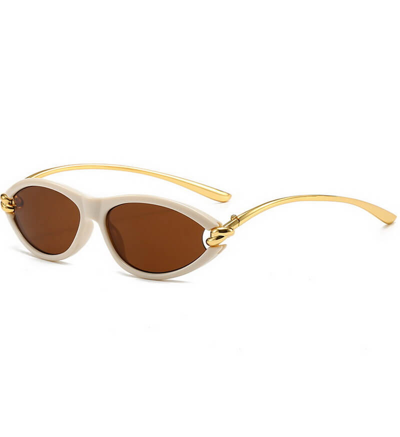 NURO Cat-Eye Knotted Temple Sunglasses Oval Frame UV400 Shades