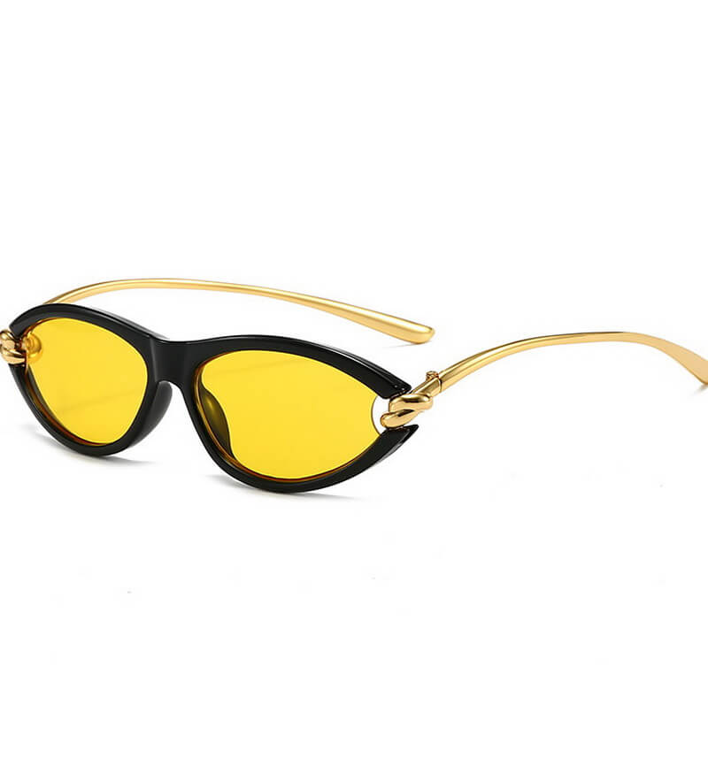 NURO Cat-Eye Knotted Temple Sunglasses Oval Frame UV400 Shades