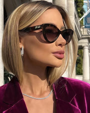 NURO Cat-Eye Sunglasses Leopard Print Frame UV400 Retro Sunglasses