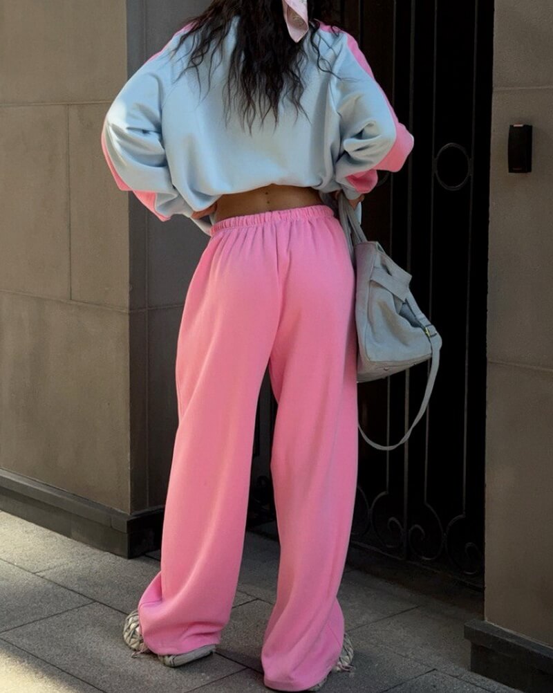 NURO Color Block Hoodie and Pant Set for Women