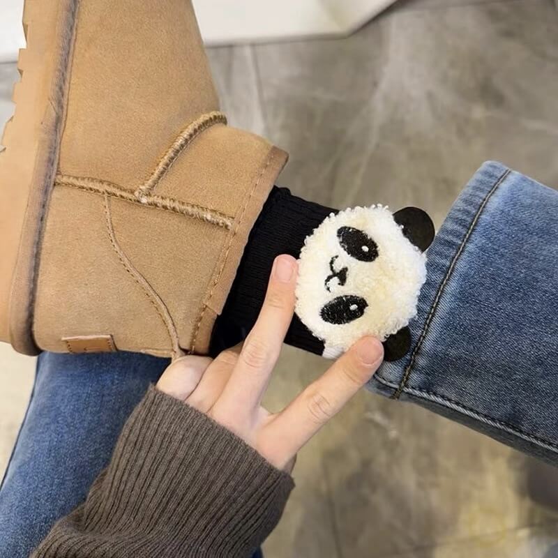NURO Cow Print Color-Block Crew Socks for Women and Men