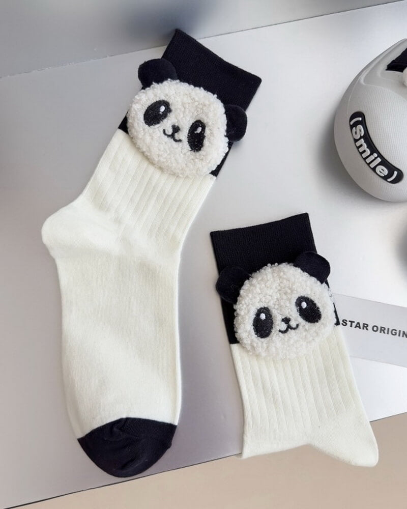 NURO Cow Print Color-Block Crew Socks for Women and Men