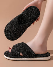 NURO Crisscross Strap Plush Slide Slippers for Women
