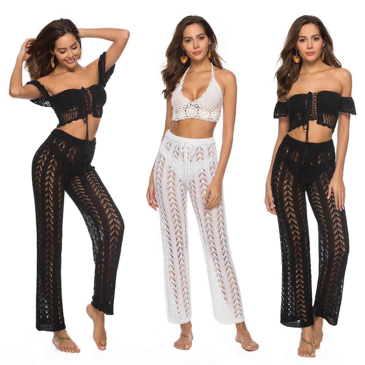 NURO Crochet Beach Pants – Loose Wide-Leg Cover-Up