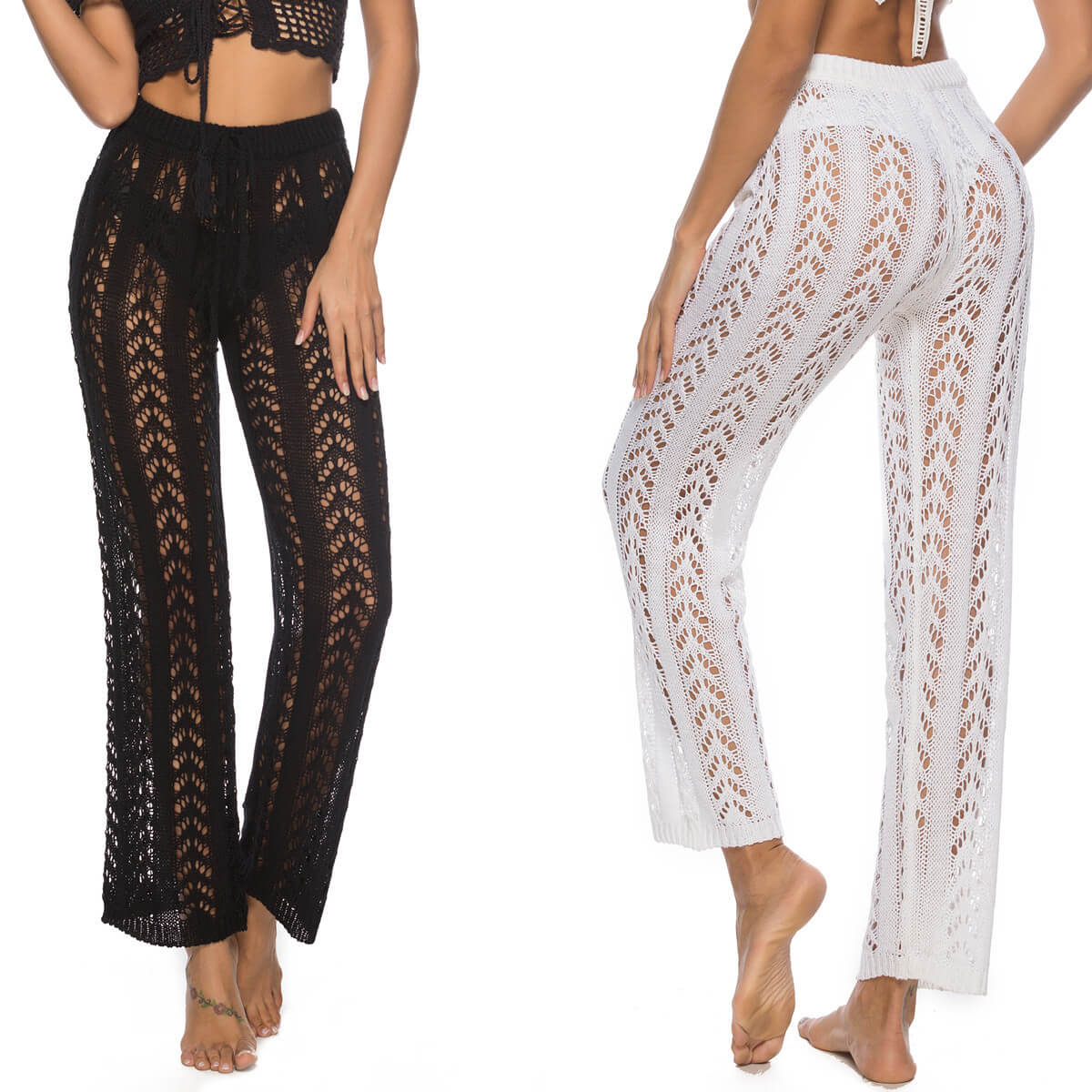 NURO Crochet Beach Pants – Loose Wide-Leg Cover-Up