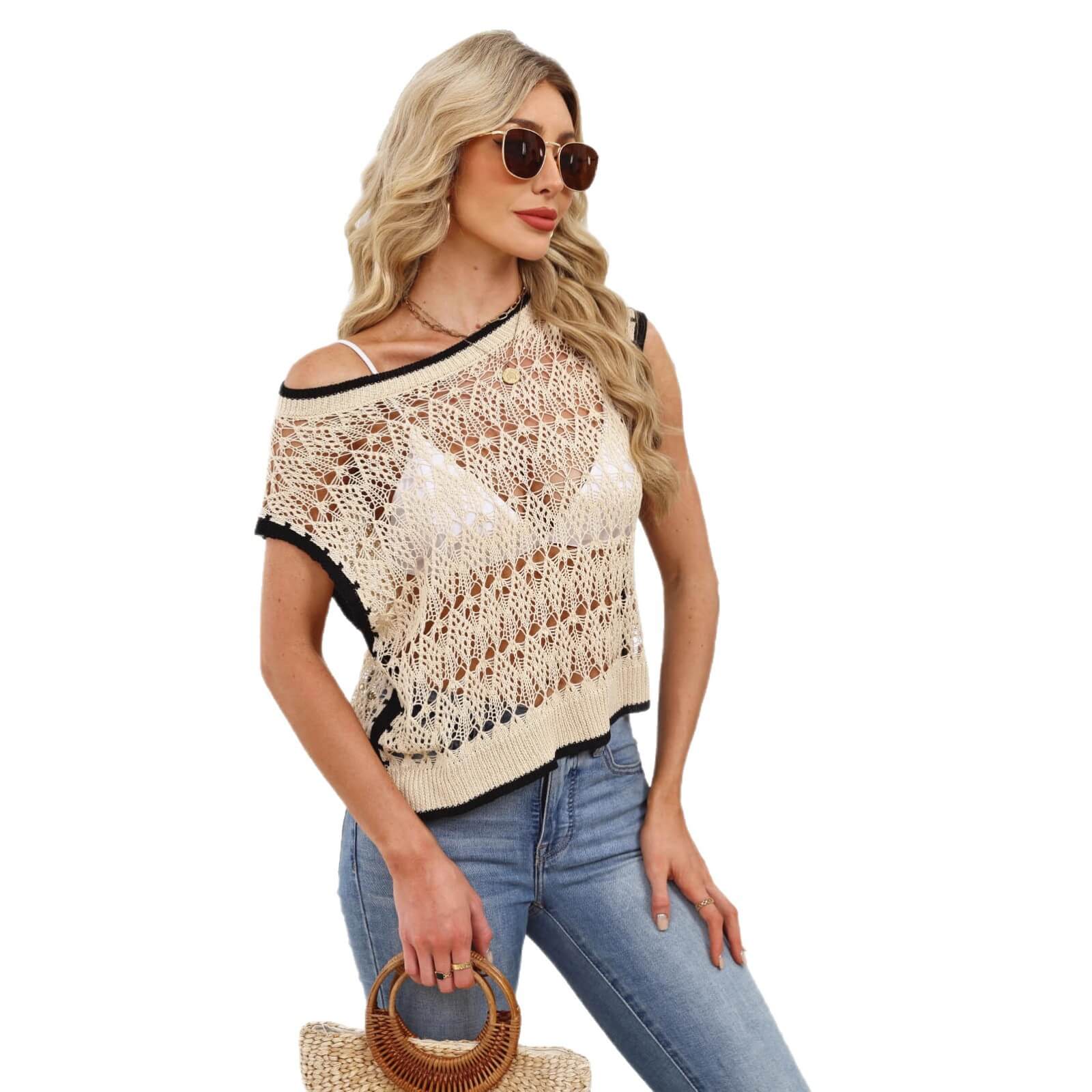 NURO Crochet Lace Open-Knit Vest Top