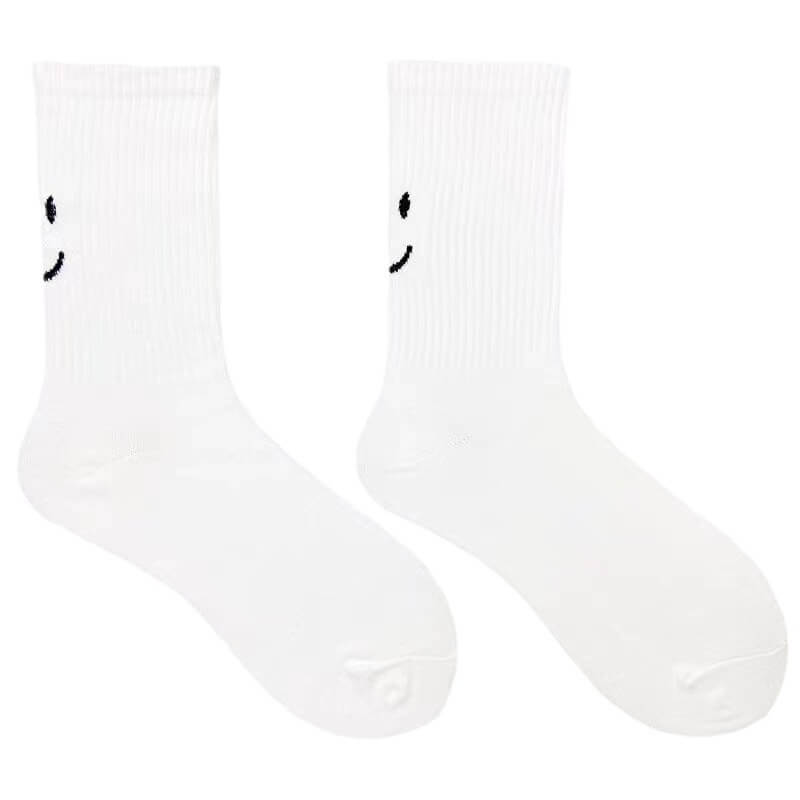 NURO Crying & Smiling Face Print Crew Socks for Women and Men