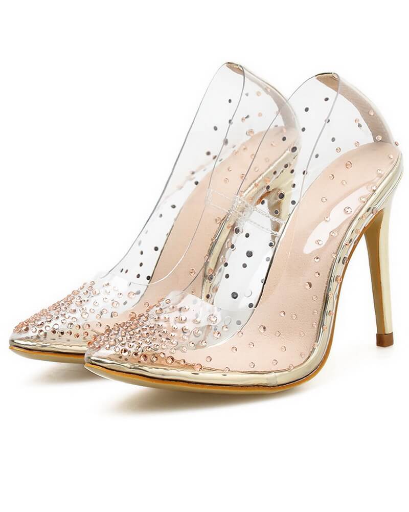 NURO Crystal Embellished Pointed Toe Stiletto Ankle Boots for Women