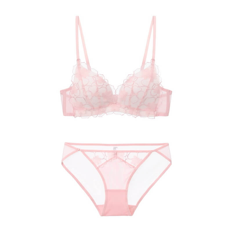 NURO Embroidered Push-Up Triangle Bra - Comfortable Cross Back Wireless Design