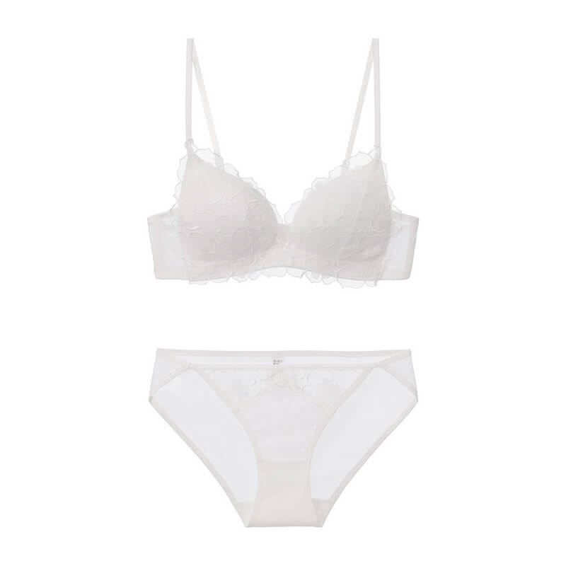 NURO Embroidered Push-Up Triangle Bra - Comfortable Cross Back Wireless Design