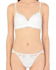 NURO Embroidered Push-Up Triangle Bra - Comfortable Cross Back Wireless Design