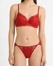 NURO Embroidered Push-Up Triangle Bra - Wireless Cross Back Comfort Design