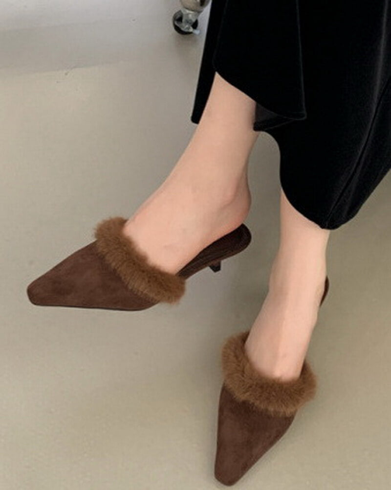 NURO Faux Fur Lined Platform Loafers for Women