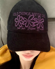 NURO Floral Embroidered Corduroy Baseball Cap