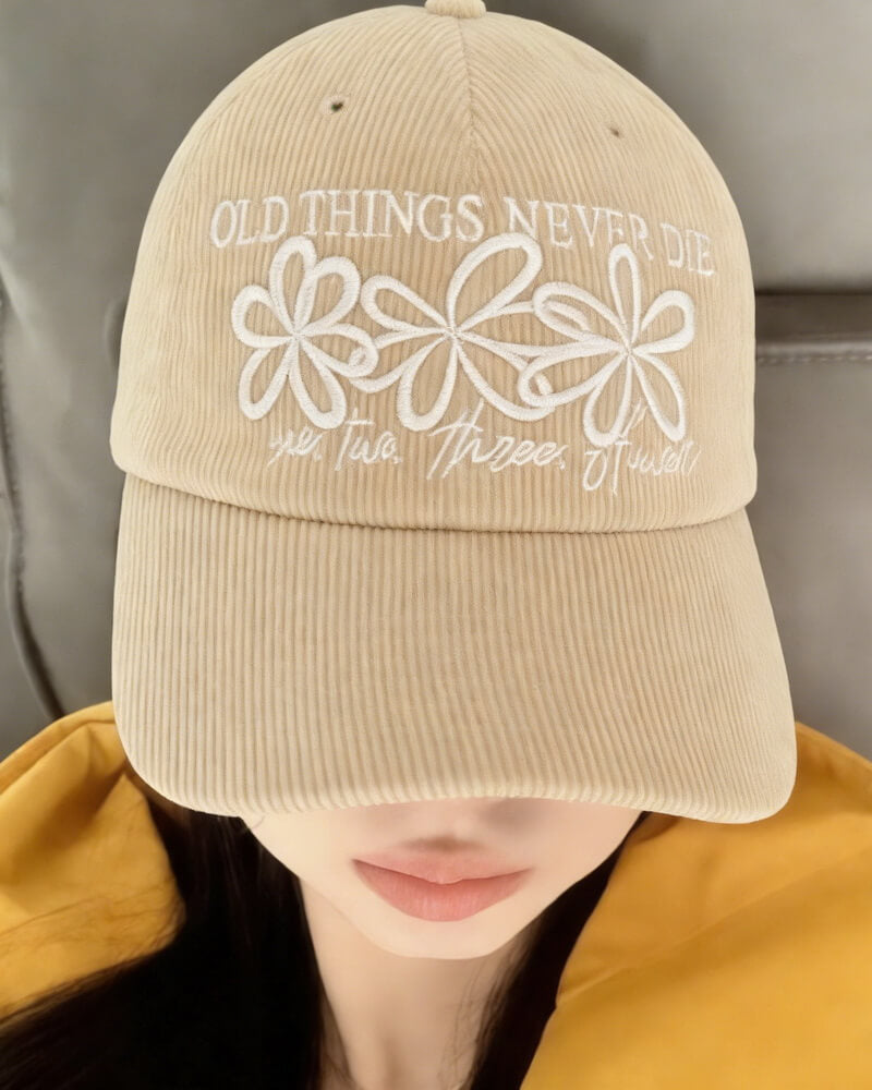NURO Floral Embroidered Corduroy Baseball Cap
