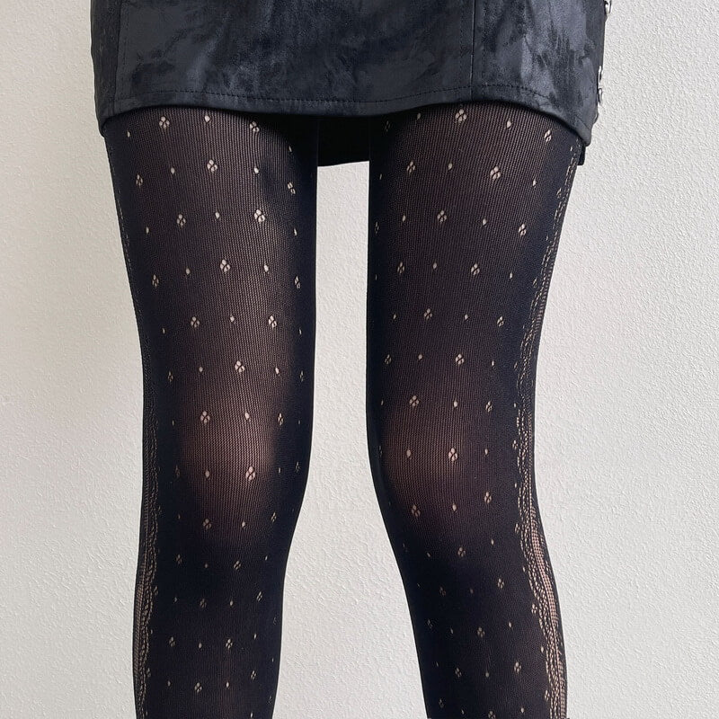 NURO Floral Lace Panel Tights for Women