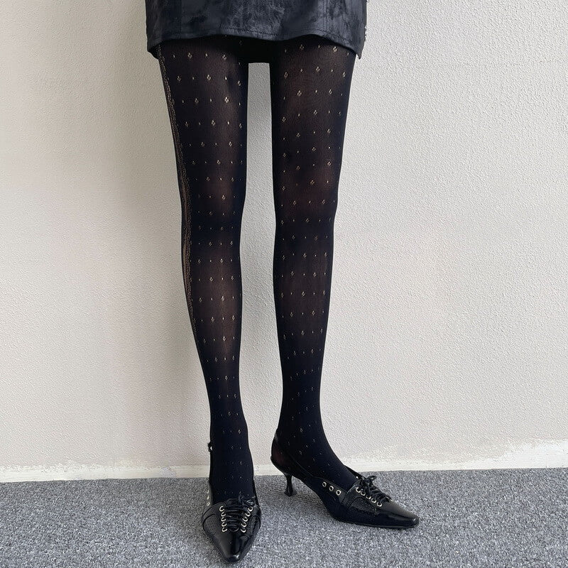 NURO Floral Lace Panel Tights for Women