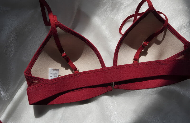 NURO Front Closure Embroidered Triangle Bra - Wireless Comfort Light Support