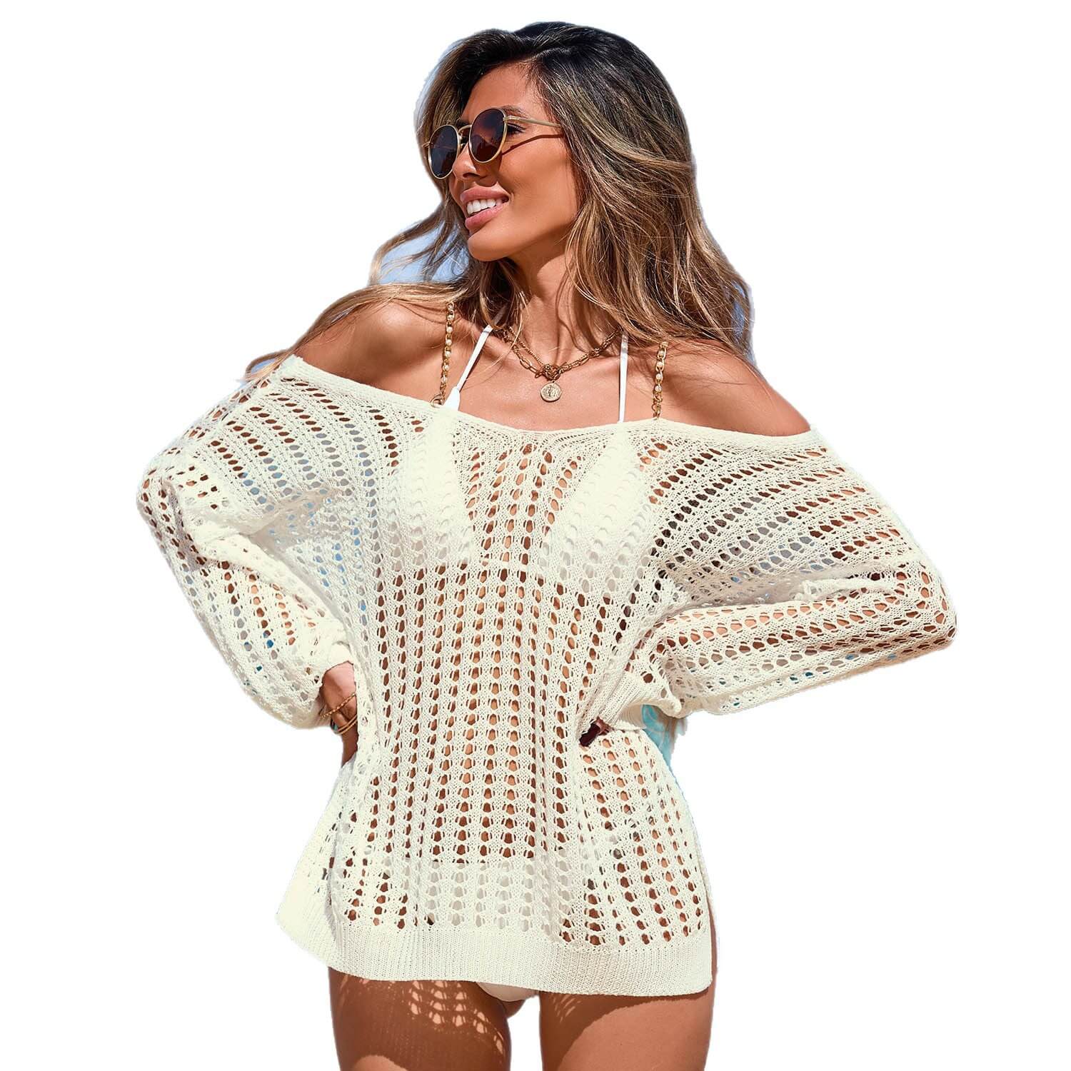 NURO Gold-Toned Crochet Lace Bikini Cover-Up