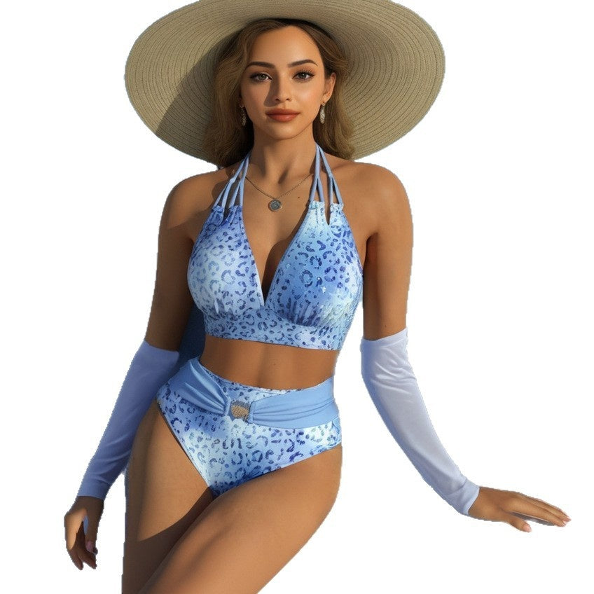 NURO Gradient Leopard Print Tie-Side Bikini Set