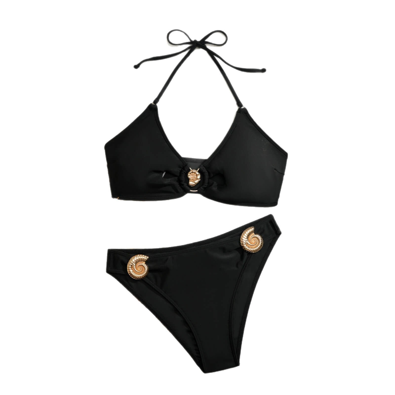 NURO Halter Bikini Set with Metal Ring Detail