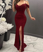 NURO Halter Neck Sequin Lace Maxi Evening Dress