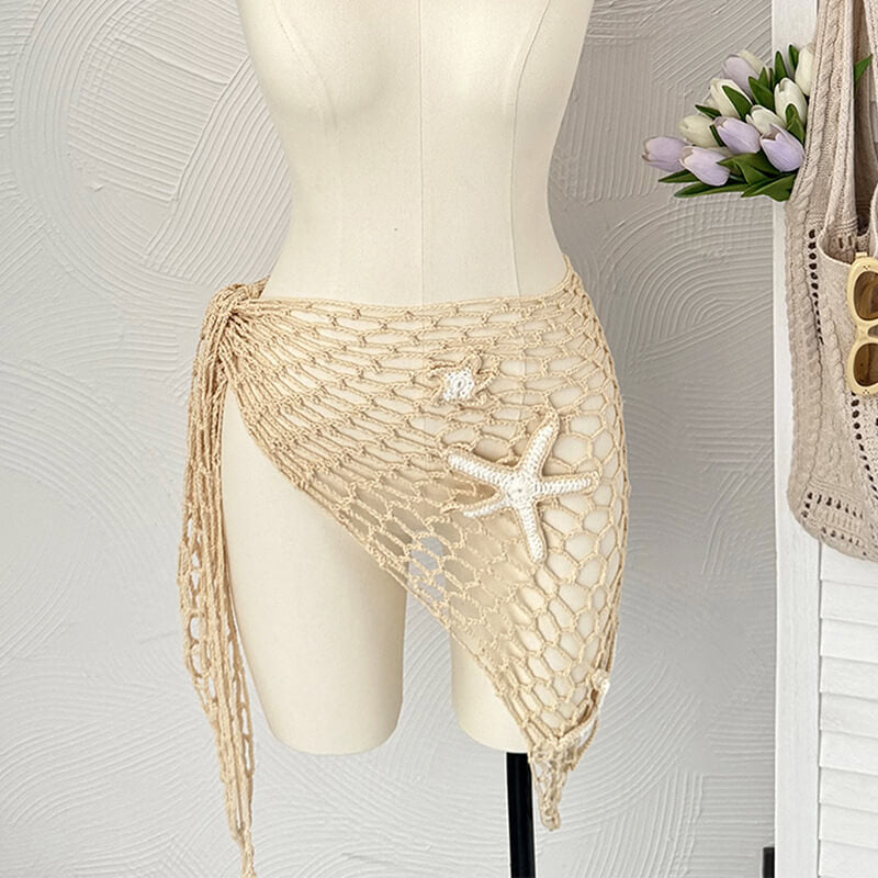 NURO Hand-Crochet Starfish Beach Cover-Up Scarf