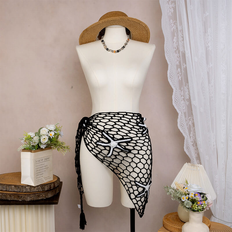 NURO Hand-Crochet Starfish Beach Cover-Up Scarf
